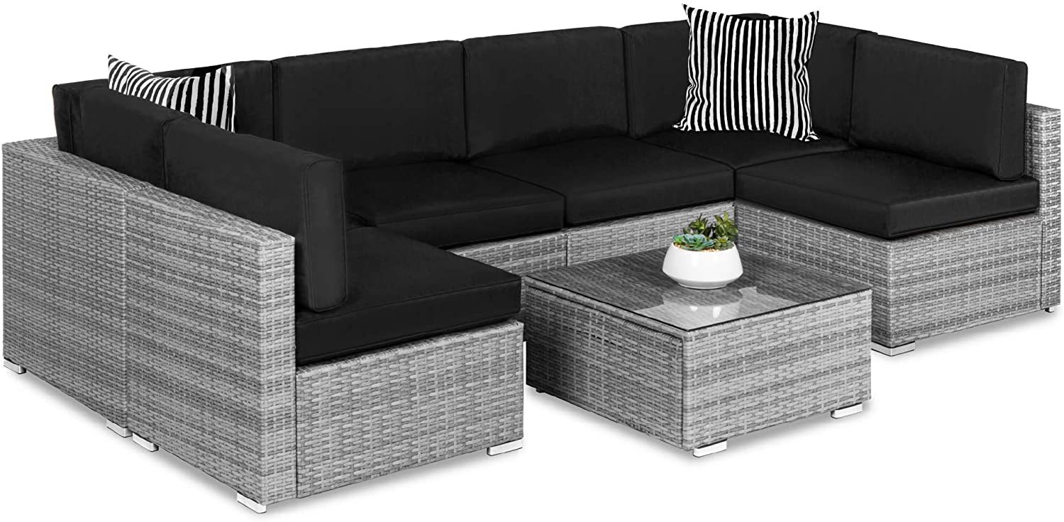homegarden Aluminium rattan Lounge set 7pcs-Lounge set 7 teilig-Ensemble lounge 7 pieces-Set di mobili da giardino 7 pezzi