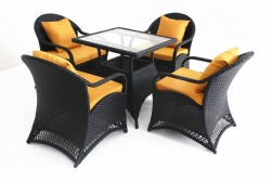 homegarden aluminium or steel wicker rattan dinning table chair set 5pcs