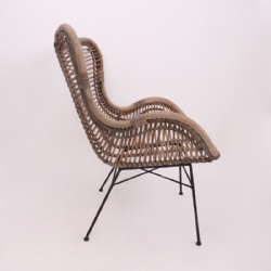 Bamboo looking rattan high back stacking chair