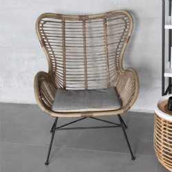 Bamboo looking rattan high back stacking chair