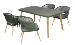 广州家园户外用品有限公司-木纹刷漆编绳餐桌椅