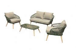 广州家园户外用品有限公司-木纹刷漆编绳沙发四件套