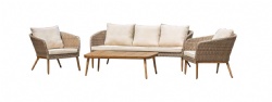 homegarden wood hand brush Aluminium Rattan sofa set 4pcs-Lounge set 4 teilig-Ensemble lounge 4 pieces-Divanetto da giardino, 4 pezzi