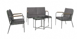 homegarden steel mesh 4pcs sofa set with polywood armrest and e-coating